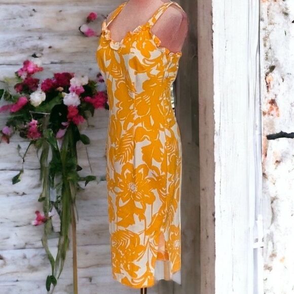 TRINA TURK NWT SIZE 6 SUN DRESS ORANGE/WHITE FLORAL PRINT - Picture 6 of 10